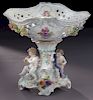 Meissen floral decorated compote with reticulated