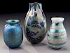 (3) Charles Lotton cypriot glass vases.