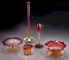 (5) Amberina glass items,