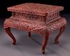 Chinese Qing carved cinnabar scholar's table