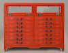 Chinese carved cinnabar curio cabinet