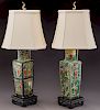 (2) Chinese Qing porcelain vases mounted as lamps,