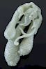 Chinese Qing carved celadon jade fruit.