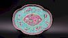 FAMILLE ROSE GREEN GROUND CEREMONIAL TEA TRAY