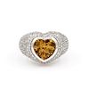 18K WG Heart Shaped Citrine Diamond Ring