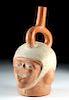 Moche Pottery Stirrup Head Vessel - Leishmaniasis