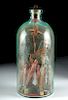 19th C. Buffalo Water Glass Bottle w/ Folk Art Crosses