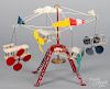 Painted tin airplane carousel steam toy accessory