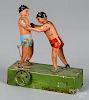 Becker painted tin wrestlers steam toy accessory