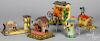 Five painted and tin lithograph steam toys