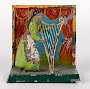 Becker painted tin harpist steam toy accessory
