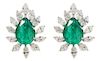 18K Gold 5.31ctw Emerald 2.92ctw Diamond Earrings