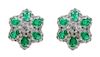 18K 3.48ctw Emerald & 1.65ctw Diamond Earrings