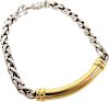 David Yurman 18K Gold Sterling Bar Chain Bracelet