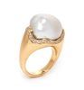 An 18 Karat Yellow Gold, Baroque Cultured Pearl and Diamond Ring, 9.85 dwts.