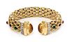 An 18 Karat Bicolor Gold, Multigem and Diamond Cuff Bracelet, OWC, 46.40 dwts.