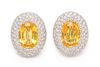 A Pair of 18 Karat White Gold, Yellow Sapphire and Diamond Earclips, Michele della Valle, 18.80 dwts.