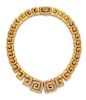 An 18 Karat Yellow Gold and Diamond Greek Key Motif Necklace, Greek, 96.90 dwts.