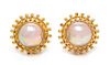 A Pair of 18 Karat Yellow Gold and Cultured Mabe Pearl Earclips, Elizabeth Locke, 15.25 dwts.