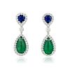 A Pair of Sapphire Emerald and Diamond Earrings