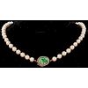 Cultured Peal Necklace with 14k Gold and Jade Clasp