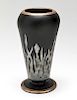 Rockwell Silver Overlay Iris Black Glass Vase