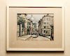 Jean Du Port Watercolor, Paris Street Scene