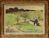 Henry Gasser Farm Scene Watercolor on Paper