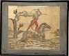 French Woodcut Hussar Cavalry Print, Antique