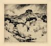 Gene Kloss - Western Landscape - Original, Signed Drypoint