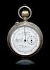 A Silver Double Sided Open Face Chronograph Pocket Watch,