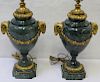 Pair of Fine Quality Bronze Mounted Green Marble