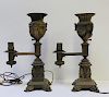 Pair of Signed Messenger & Sons Argand Lamps.