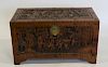 Antique and Highly Carved Asian Trunk with Camphor
