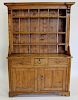Antique Pine Open Front Hutch Cabinet