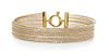 A 14 Karat Yellow and White Gold Multi Row Bracelet, Roberto Bravo, 14.30 dwts.