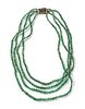 * A Graduated Multi Strand Emerald Bead Necklace,