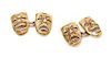 * A Pair of 9 Karat Yellow Gold Tragedy and Comedy Cufflinks, 5.35 dwts.