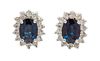 * A Pair of 14 Karat White Gold, Sapphire and Diamond Earrings, 3.40 dwts.