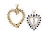 A Collection of Gold and Diamond Heart Pendants, 6.50 dwts.