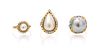A Collection of 14 Karat Yellow Gold, Cultured Pearl, Mabe Pearl and Diamond Rings, 10.70 dwts.
