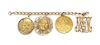 A 14 Karat Yellow Gold Bracelet with Four Attached Charms, 41.30 dwts.