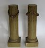 Pair of Antique Fluted, Paint and Gilt Decorated