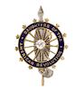 A 14 Karat Gold, Diamond and Enamel Daughters of the American Revolution Pendant/Brooch, J.E. Caldwell & Co., 3.80 dwts.