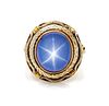 A Vintage Tri-Color Gold and Star Sapphire Ring, 4.80 dwts.