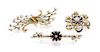 A Collection of Antique Yellow Gold, Diamond, Pearl and Enamel Brooches, 11.60 dwts.