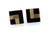 * A Pair of 14 Karat Yellow Gold and Onyx Earrings, 3.20 dwts.