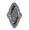 Art Deco Platinum Diamond Sapphire Ring 
