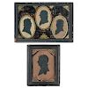 Hollow-Cut Silhouettes in Eglomisé Frame of Chauncey Meigs Hand, Charles Fowler Hand, and Possibly Joseph Winborn Hand, Plus