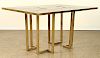FRENCH BRASS TINTED GLASS BREAKFAST TABLE 1970